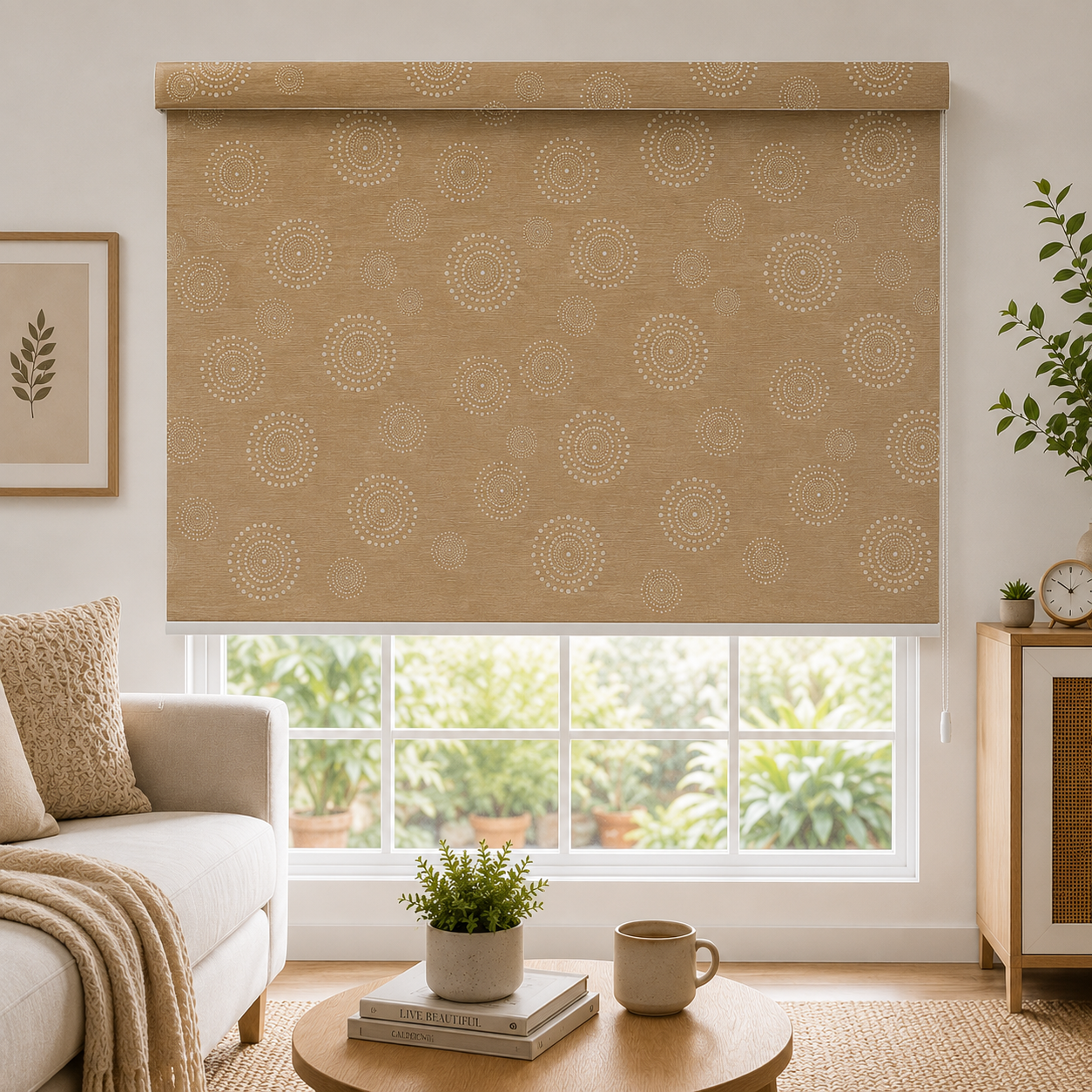 JN Blinds Blackout Roller Blind for Windows | Printed Roller Blind with Pelmet | Room Darkening, UV Protection &   Privacy | Home & Office 