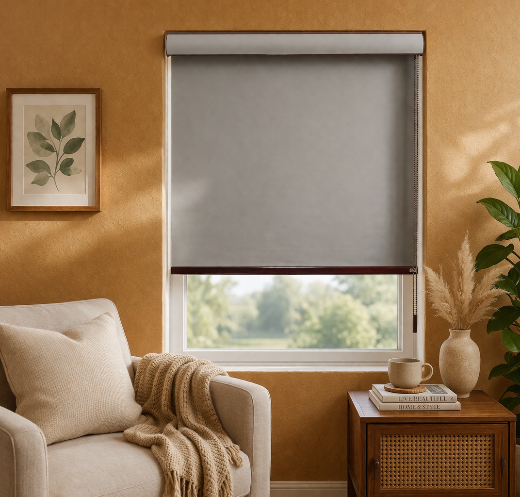 100% Blackout Roller Blinds for Windows with Covered Top | UV Protection & Thermal Insulated | Privacy Window Shades for Home & Office |