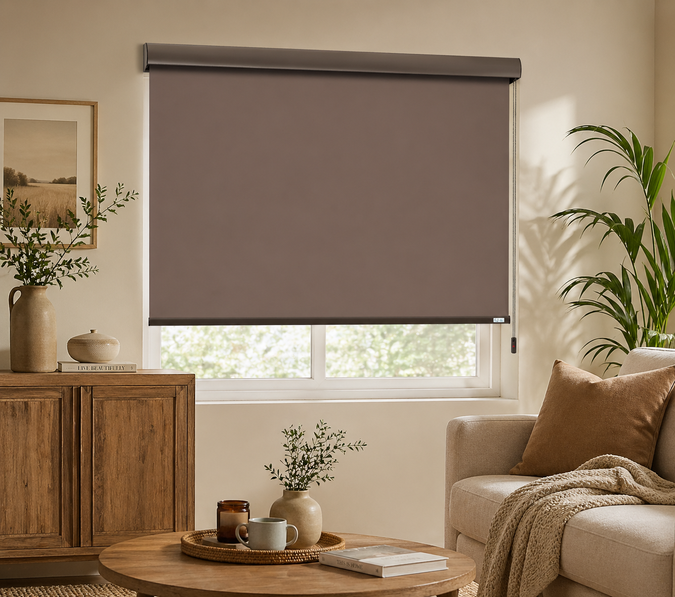 100% Blackout Roller Blinds for Windows with Covered Top | UV Protection & Thermal Insulated | Privacy Window Shades for Home & Office |