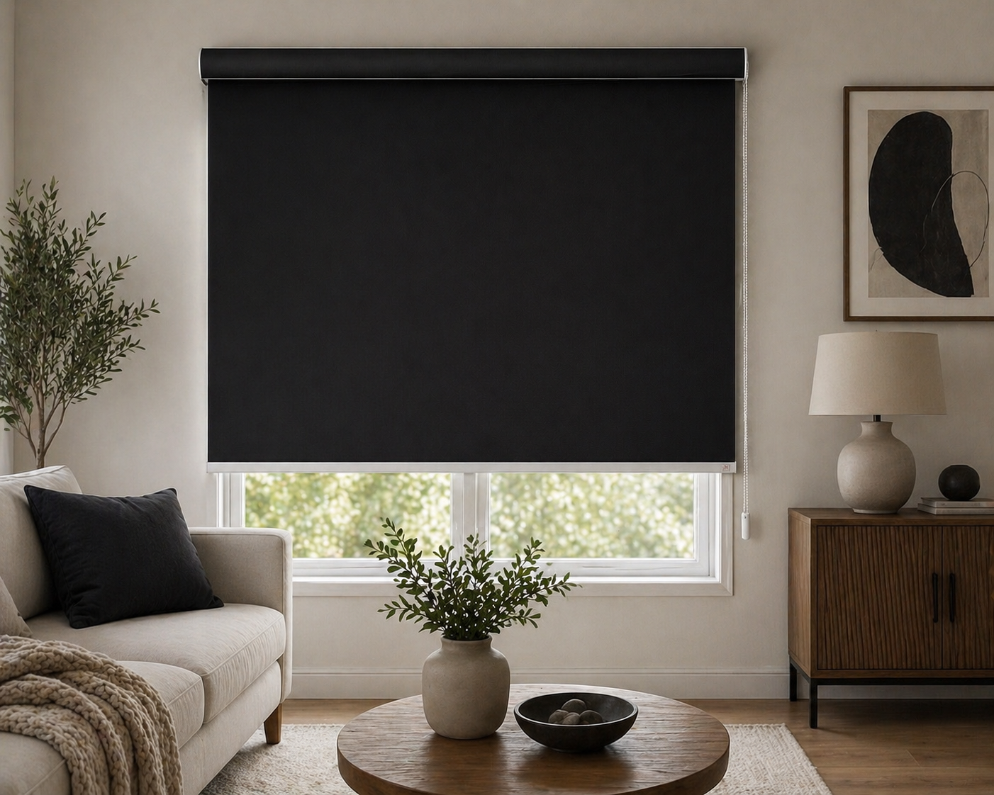 100% Blackout Roller Blinds for Windows with Covered Top | UV Protection & Thermal Insulated | Privacy Window Shades for Home & Office |