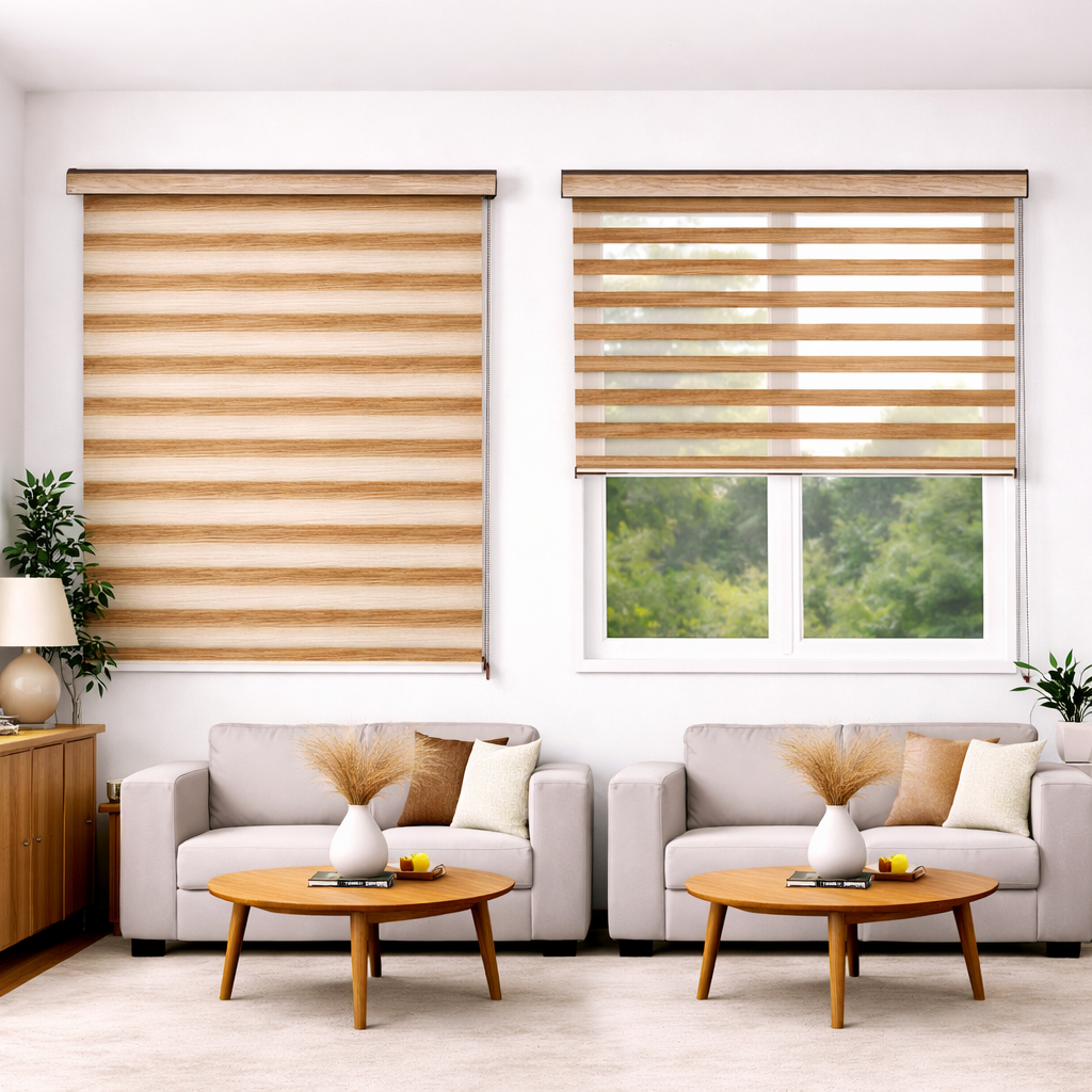 Zebra Blinds for Windows, Dual Layer Roller Shades for Day and Night Privacy, Light Filtering Sheer Blinds for Home and Office, Modern Window Treatments (Multiple Colors & Sizes)