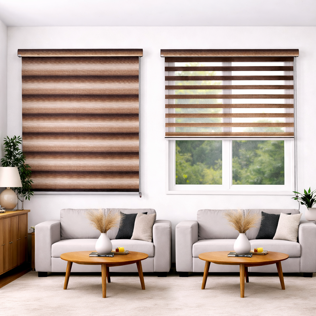 Zebra Blinds for Windows, Dual Layer Roller Shades for Day and Night Privacy, Light Filtering Sheer Blinds for Home and Office, Modern Window Treatments (Multiple Colors & Sizes)