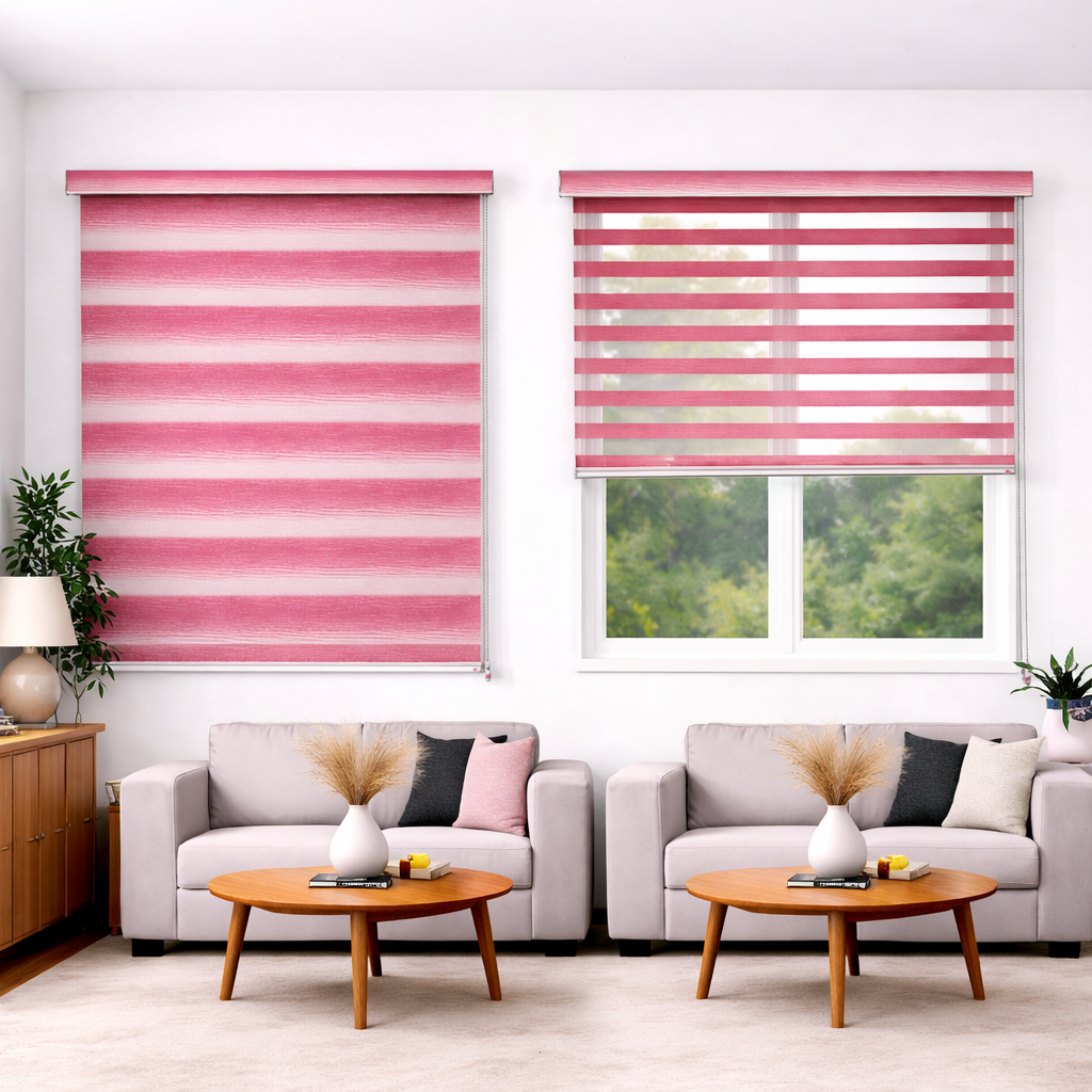 Zebra Blinds for Windows, Dual Layer Roller Shades for Day and Night Privacy, Light Filtering Sheer Blinds for Home and Office, Modern Window Treatments (Multiple Colors & Sizes)