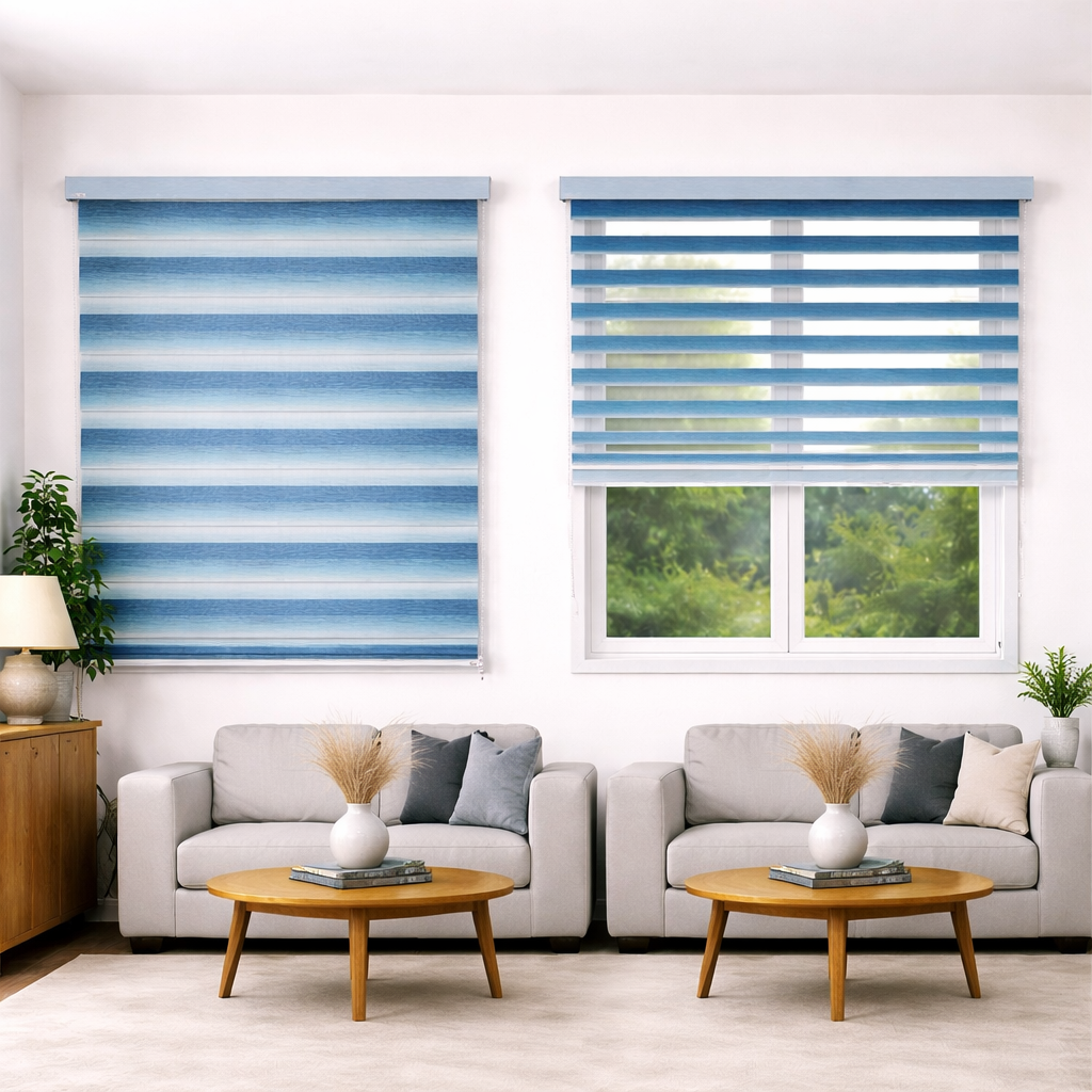 Zebra Blinds for Windows, Dual Layer Roller Shades for Day and Night Privacy, Light Filtering Sheer Blinds for Home and Office, Modern Window Treatments (Multiple Colors & Sizes)