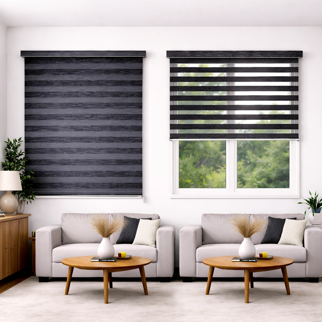 Zebra Blinds for Windows, Dual Layer Roller Shades for Day and Night Privacy, Light Filtering Sheer Blinds for Home and Office, Modern Window Treatments (Multiple Colors & Sizes)